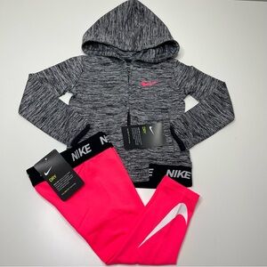 NEW Girl's Nike Set (Lightweight Hooded Jacket & Dri-Fit Leggings) Size 2T